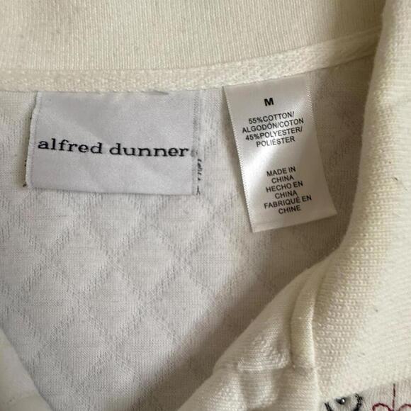 Alfred Dunner White Quilted Pullover Embroidered Sweater Medium - Picture 4 of 6